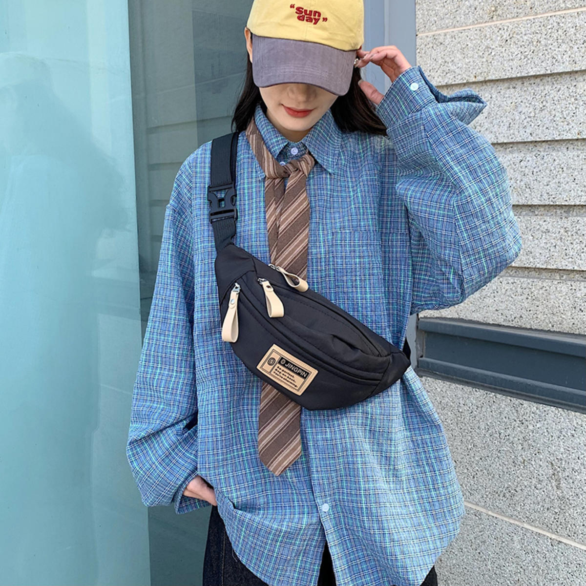 

Уличный стиль поясная сумка на бедро женская сумка-банан большой вместимости через плечо нагрудная сумка унисекс хип-хоп поясная сумка поясные сумки one size чёрный