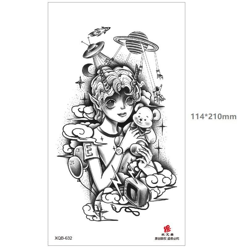 Dragon Wolf Tiger Black Water Transfer Simulation Disposable Temporary Half-Arm Animal Set Tattoo Sticker