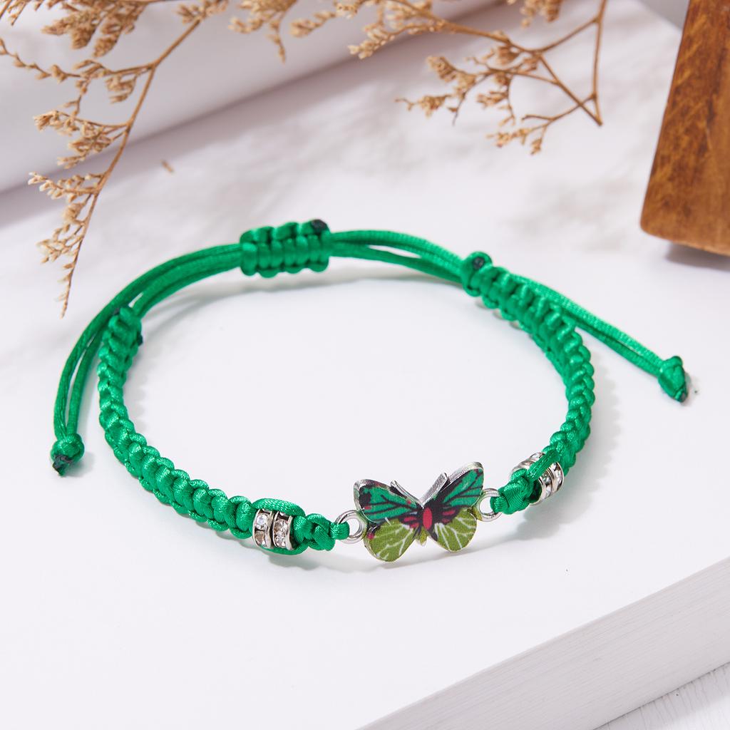 Neues einfaches handgeknüpftes Schnurarmband für Damen Blau Schmetterling Verstellbares Charm-Armband Mädchen Mode Schmuck Party Geschenk