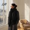 Oversized Cozy Winter Scarf Thickened Imitation Rabbit Velvet with Tassels for Women Solid Color Stylish Long Draped Neck Wrap Warm Shawl,