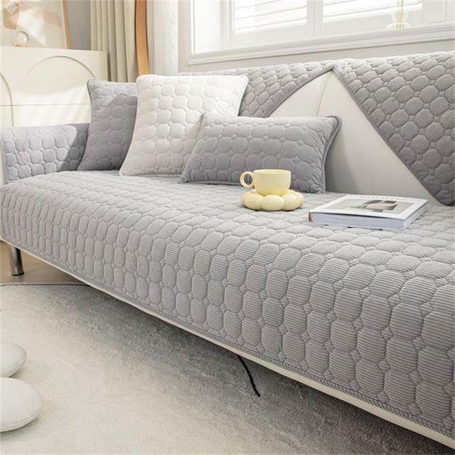 Corduroy Sofa Towel Nordic Thicken Plush Sofa Mat Super Soft Quilted Sofa Cover Non -Slip Couch Slipcovers For Living Room Decor