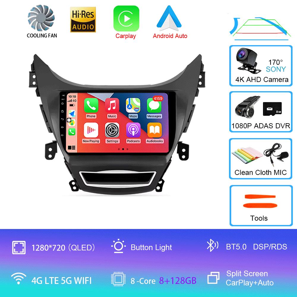 Car Radio Android 14 Carplay Auto For Hyundai Elantra I35 2011 2012 2013 2014 2015 2016 Multimedia Player WIFI+4G BT 2Din Stereo