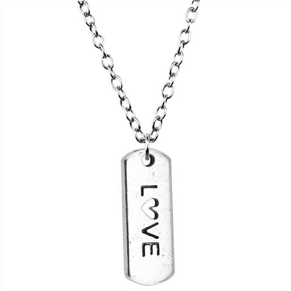 Strip Letter Initial Tags Pendant Antique Bronze Metal Men Collar Necklace New Arrival Gift