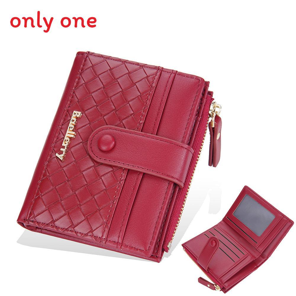 Pu Leather Womens Wallet With Woven Pattern And Zipper Closure For Daily Use