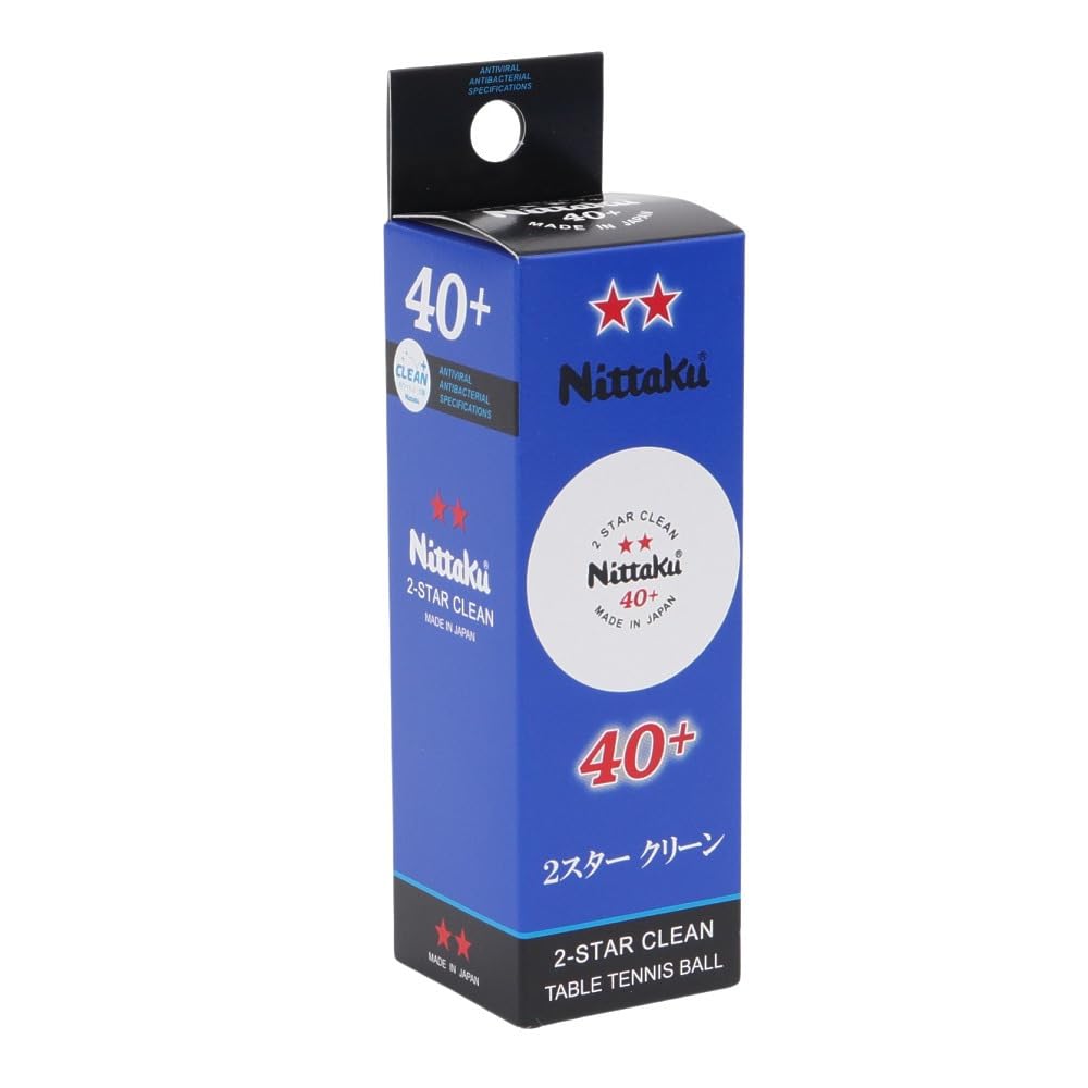 Nittaku Clean Table Tennis NB1720 Pack of 3 2-Star Balls, (White/FF),