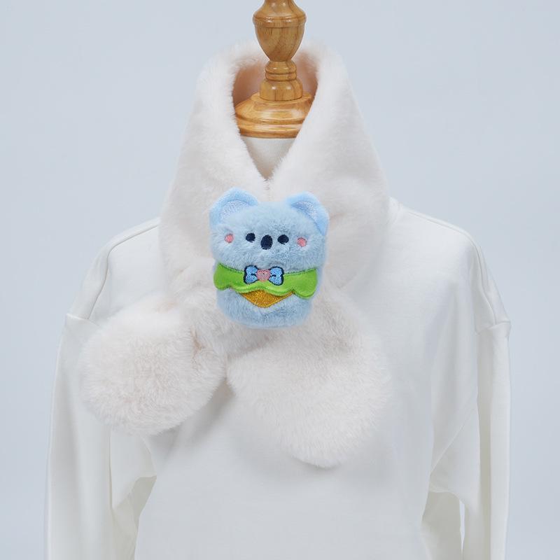 Cute Cartoon Panda Plush Scarf for Kids - Windproof & Thickened Winter Neck Warmer