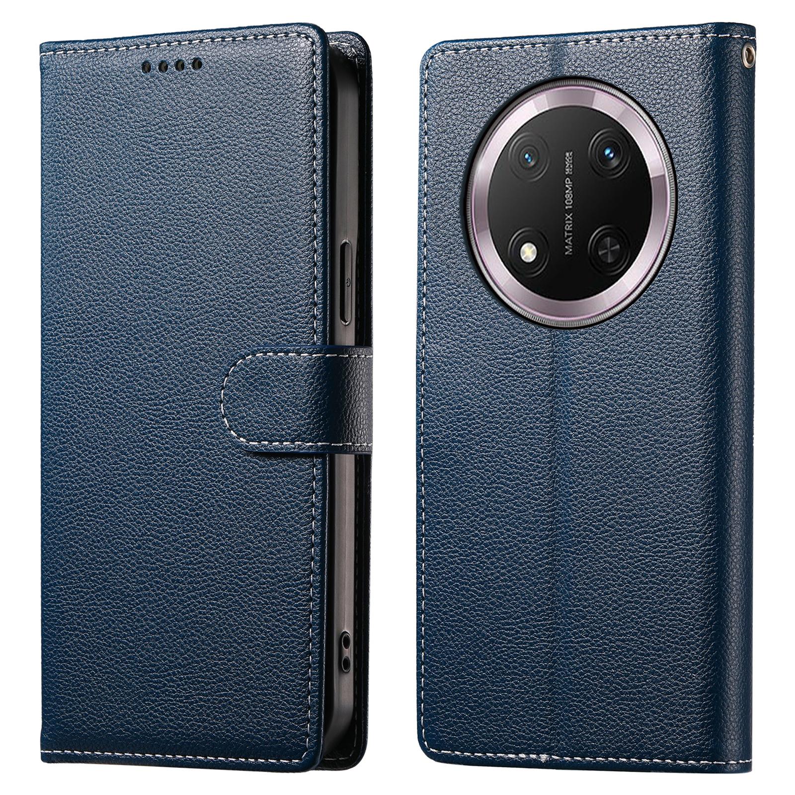 

DF-012 Чехол для Honor X60 Pro 5G/X9c 5G/Magic7 Lite 5G Кожаный чехол Текстура личи Кошелек Подставка Чехол для телефона Dark Blue