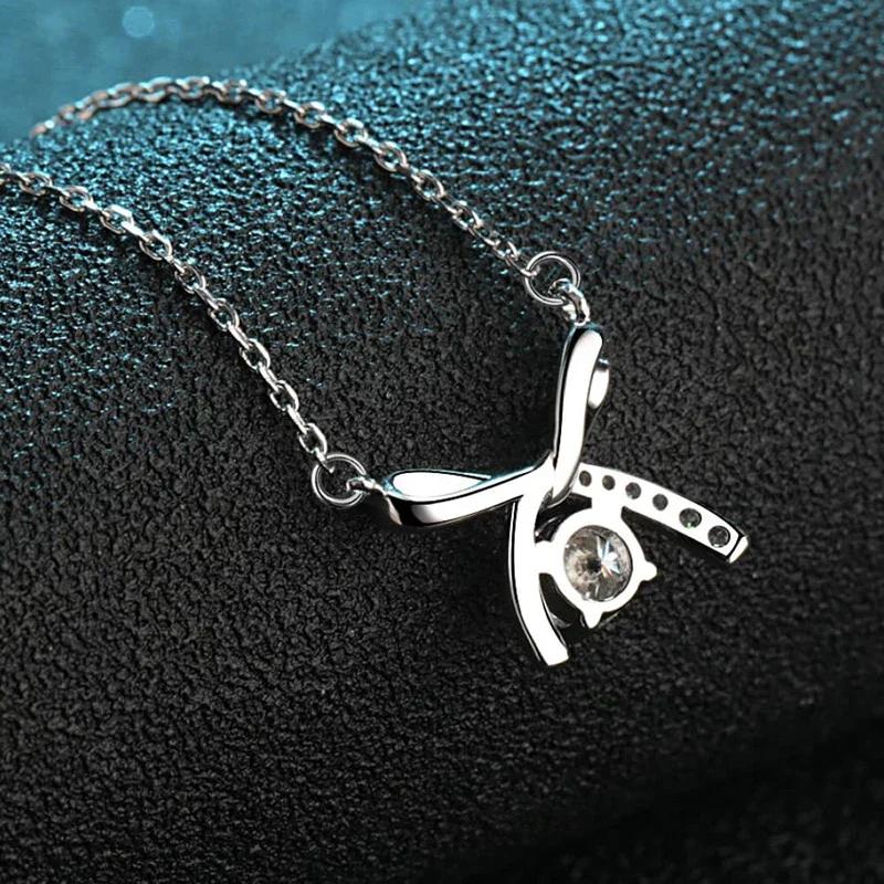 Huitan Fancy Women Pendant Necklace Bowknot Shaped Elegant Wedding Daily Engagement Accessories Inlaid Shiny CZ Fashion Jewelry