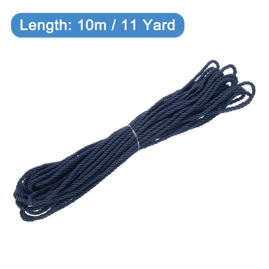 Uxcell 11 Yard 3mm Twisted Cord Trim 3-Ply Twine Braided Rope Shiny Thread String for Craft Gift Bag Curtain Christmas Decor