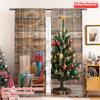 2pcs 2D Flat Printing Christmas Scene Curtain Christmas Tree Ornaments Gifts_c Fabric Without Electricity Festive Wall Decor