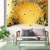 2D Honeycomb Bee Party Tapestry, Sunflower Floral Arch Wall Decor