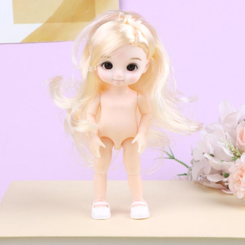 16cm Articulated Fashion Doll 13 Movable Joints Nude Unfinished Body DIY Dress Up Toy Ideal Gift for Girls