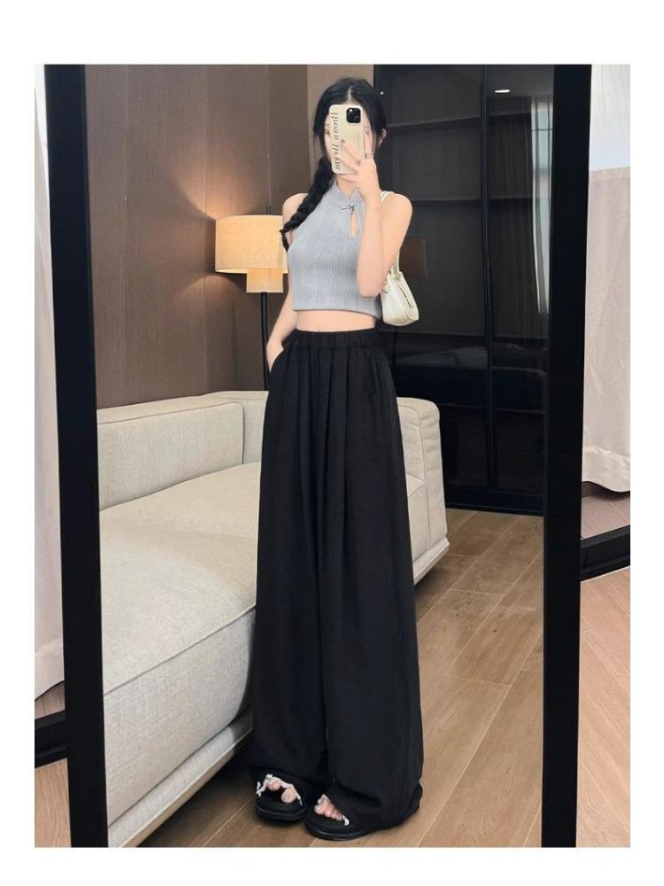 Spring and Autumn New Lazy Wind Draping Leisure Texture Sense of Thin Wide-legged Trousers Milk Fu Yamamoto Trousers Female Thin Section