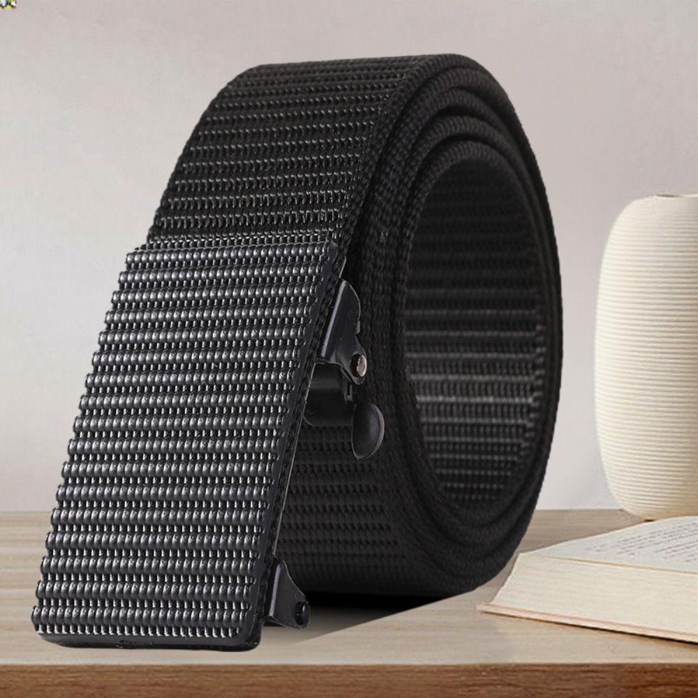 Luxury Brand Metal Automatic Buckle Waistband Casual Weave Waist Band Jeans Belt For Women Man