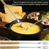Stainless Steel Fondue Forks with Wooden Handle - Long Chocolate Cheese Fondue Dipping Tools Dessert Sticks for BBQ Marshmallows