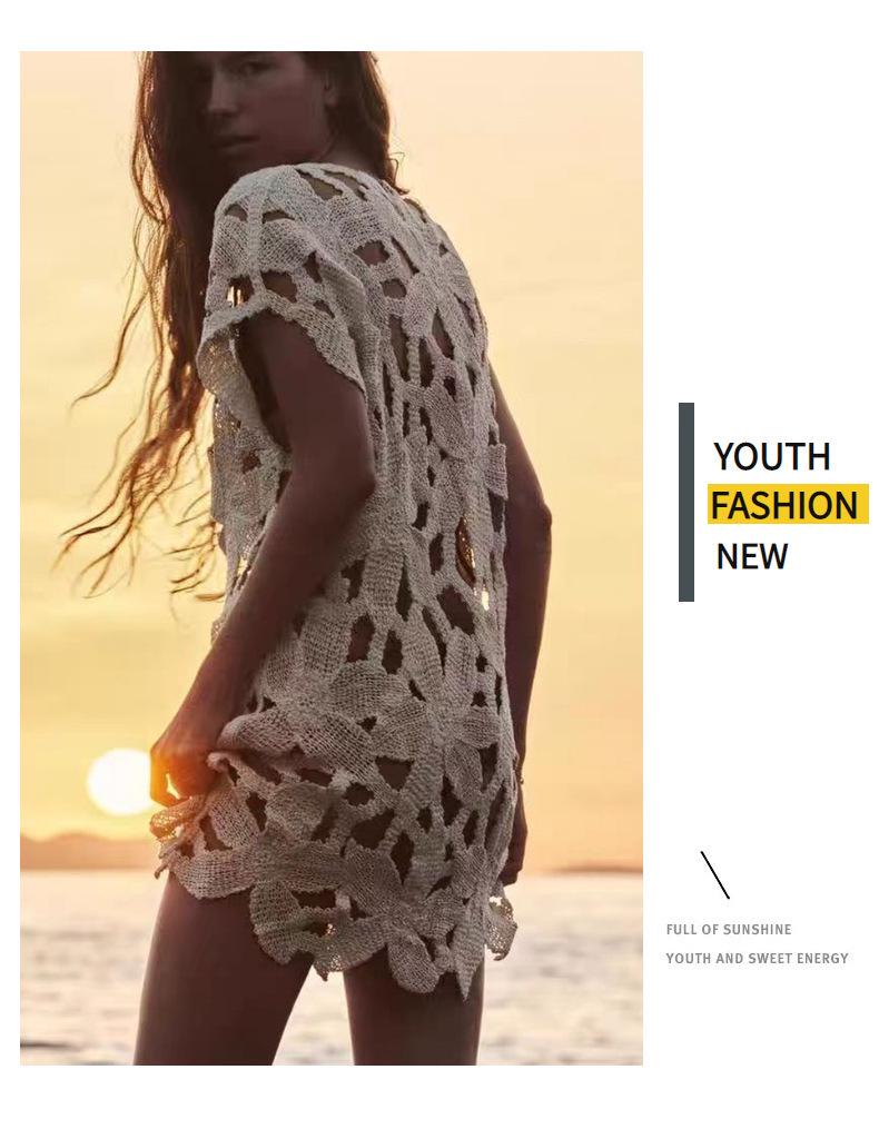 One-Sleeve Crochet Lace Beach Cover-Up for Women
