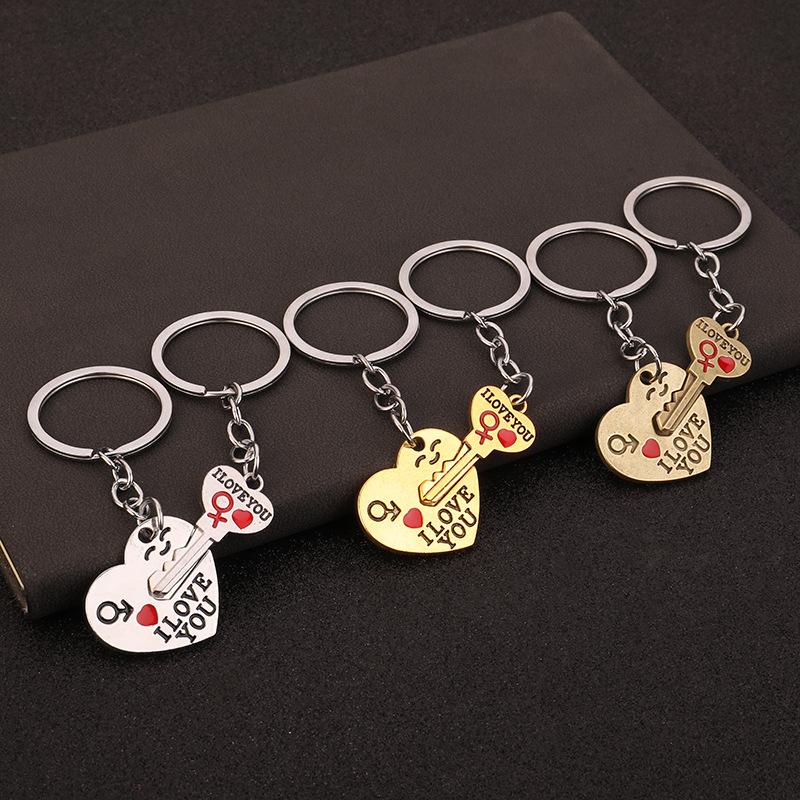 Silver Plated Lovers Gift Wedding Favors Couple My Heart Keychain Fashion Keyring Key Fob Creative Car Key Ring Accessories