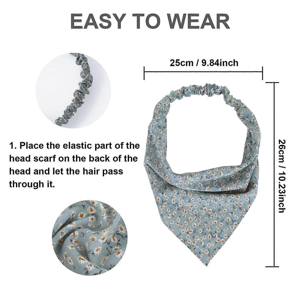 6 PCS Floral Head Kerchief Headband Chiffon Hair Bandanas Elastic Hair Band Scrunchies Boho Hair Scarf Hairbands Cute