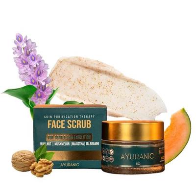 Ayuranic Icke-uttorkande De-Tan Ansiktsskrubb för Strålande Hud | Ayurvedisk Återfuktande Naturlig | Skonsam Exfoliering | För Män & Kvinnor(50 ml)