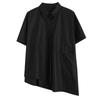 Summer Casual Women's Blouse Top Loose Solid Color Irregular Lapel Short Sleeve Shirt