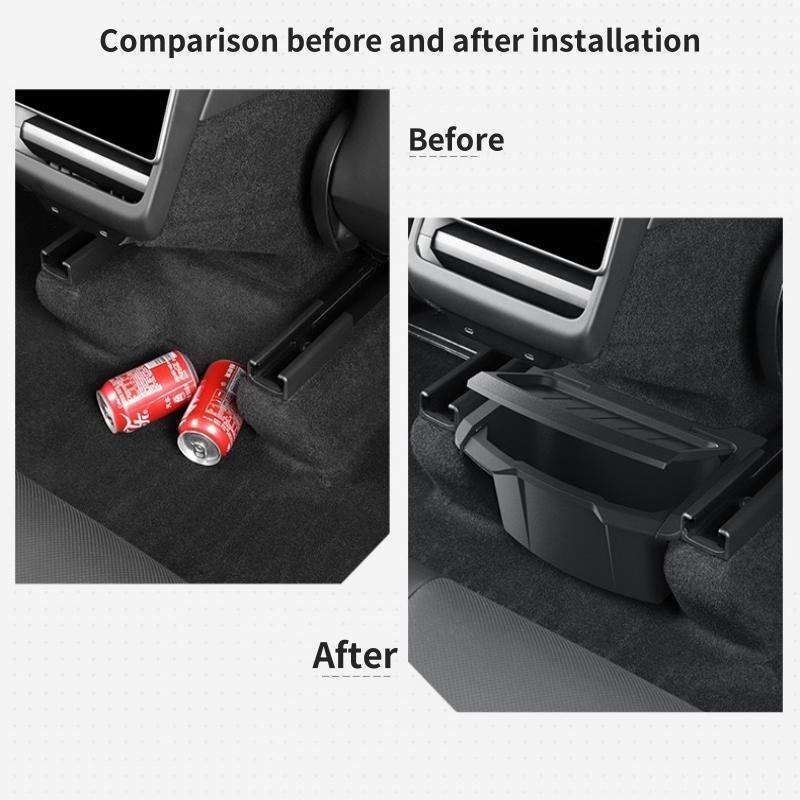Under Seat Storage Tray Compatible for Tesla Model Y Juniper 2025 Rear Middle Hidden Storage Bin Car Seat Organizer Accessories