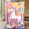 Winged Magical Unicorn Theme Blanket Lightweight Warm Flannel Blanket Decorative Throw Blanket for Home Decoration