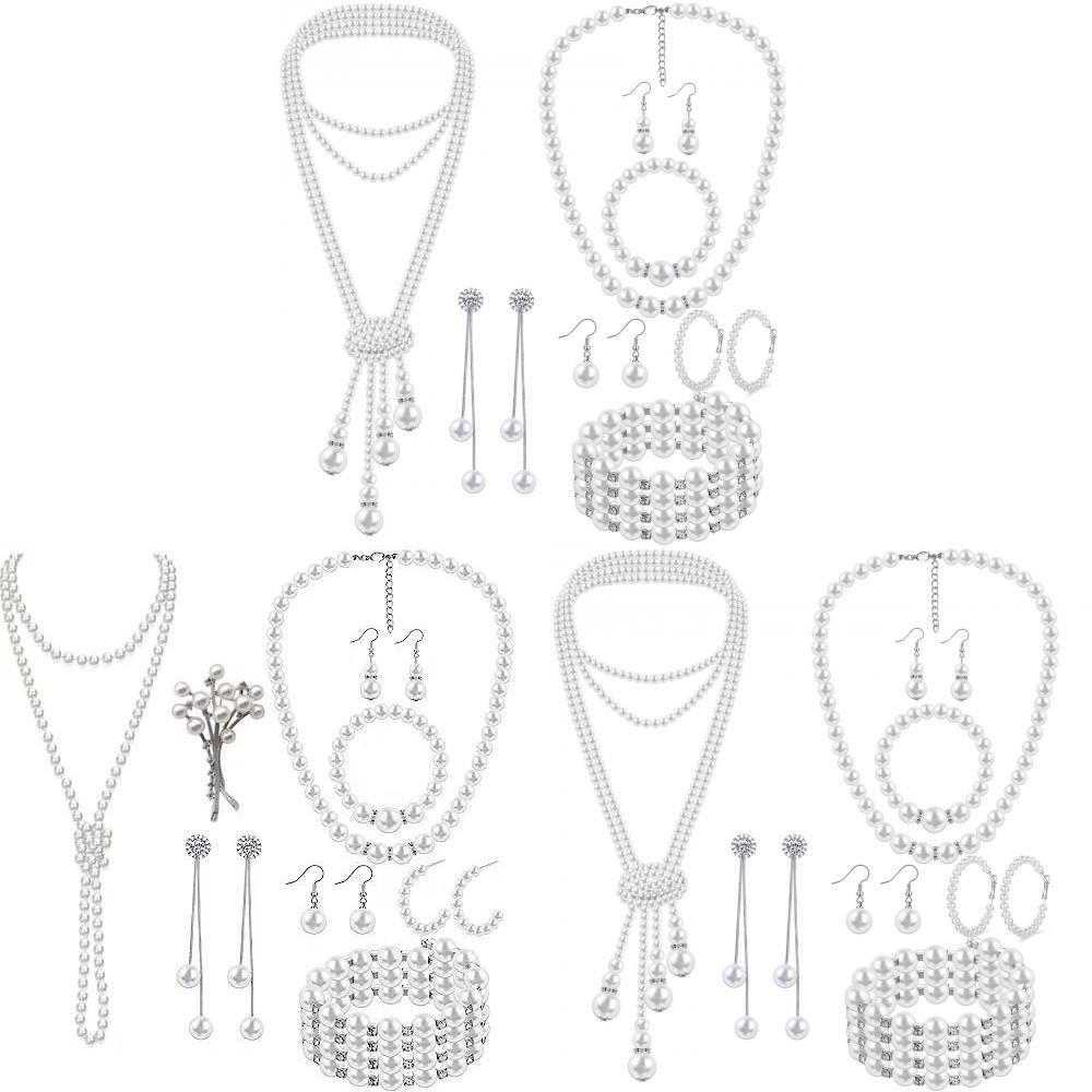 Set Collana e Orecchini Geometrici con Perle per Feste in Lega con Galvanica