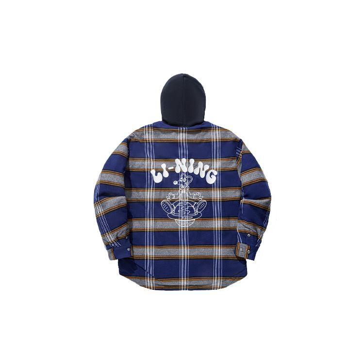 Li Ning X Steven Harrington Letter Print Hooded Short Loose Cotton Jacket Men Jacket Shadow-Purple Blue Orange AJMT305-1