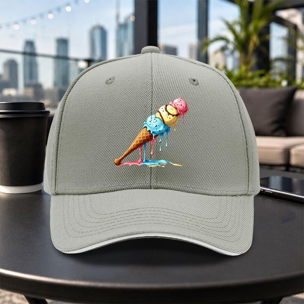 Melted Ice Cream Stick Sandwich Baseball Cap Unisex Adjustable Dad Hat For Travel Parties Daily Wear Multicolor