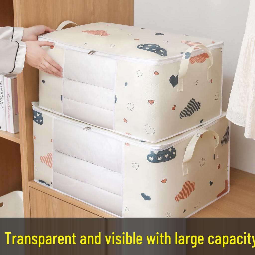 Cloud Heart Dust & Moisture-Proof Foldable Large Capacity Storage Bag for Clothes & Quilts