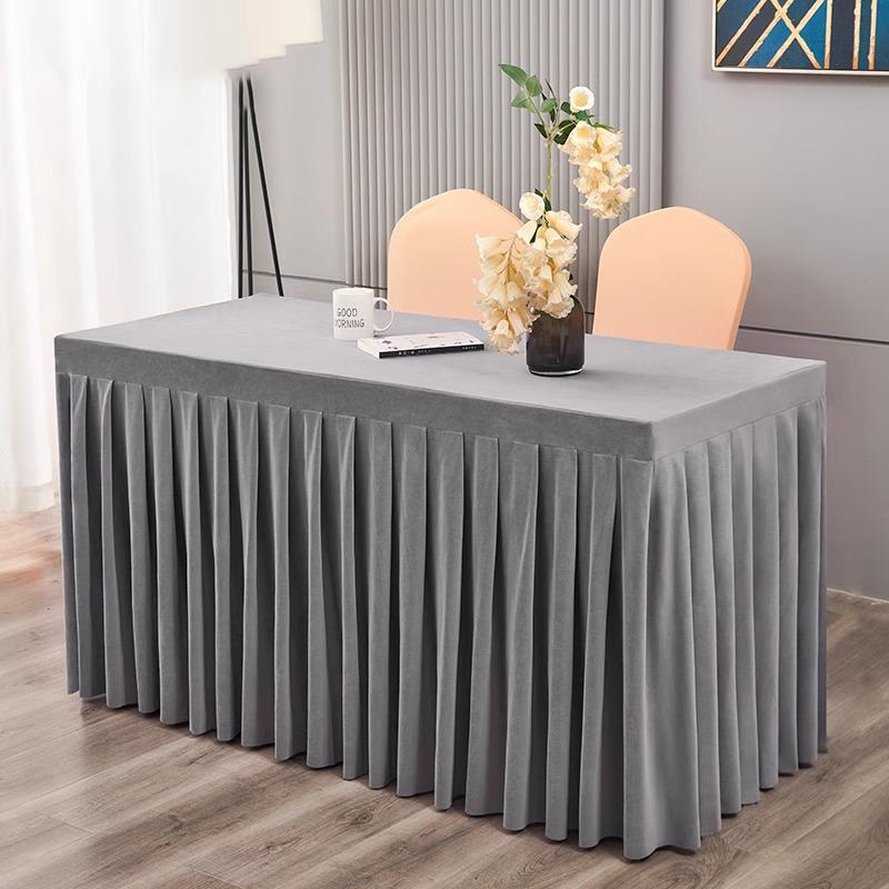 Elastic Table Cloth Hotel Conference Table Cover Meeting Room Office Flannel Rectangle Tableclover Wedding Banquet Decoration