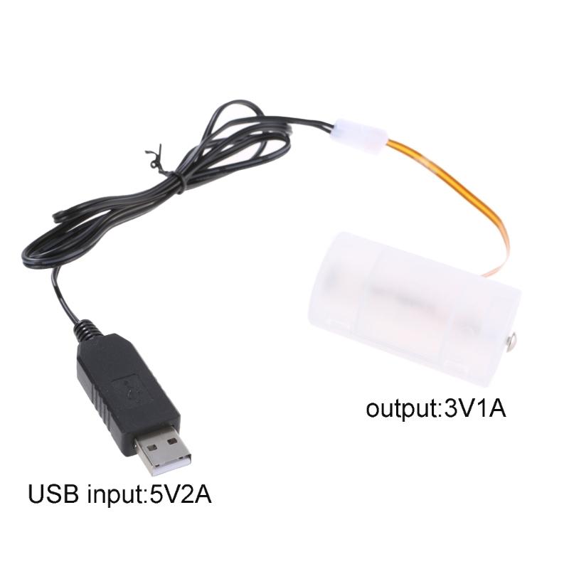 100/200cm LR20 D Battery Replacement Adapter Cord USB Powered 3V Dummy Battery Cable Line for Electronic Devices