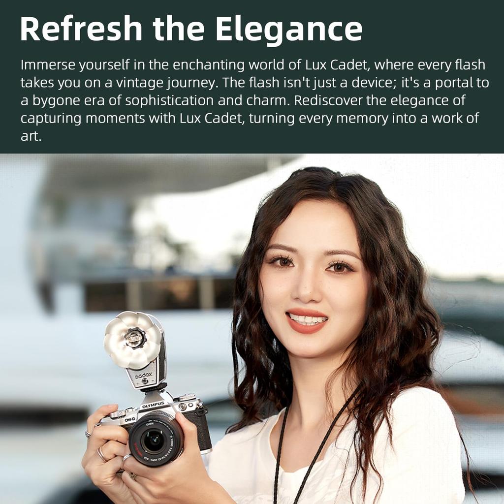 GODOX Lux Cadet Retro Camera Flash 28mm Focal Compatible with and Fujifilm Cameras Flash, 6200K±300K, GN10, 1/1-1/64 7-Step Power, Length, Canon,