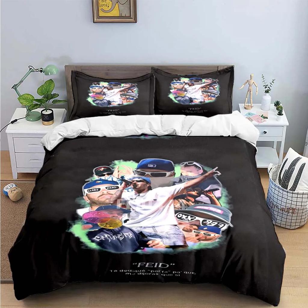 Fashion Pop Singer Ferxxo Feid Print Bedding Sets Bed Supplies Set Duvet Cover Bed Comforter Set Bedding Set Luxury Birthdaygift