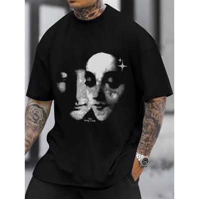 Men's Graphic Tee - Casual & Loose Dark Academia Short Sleeve T-Shirt Oversized Baggy Tops T-Shirt Black