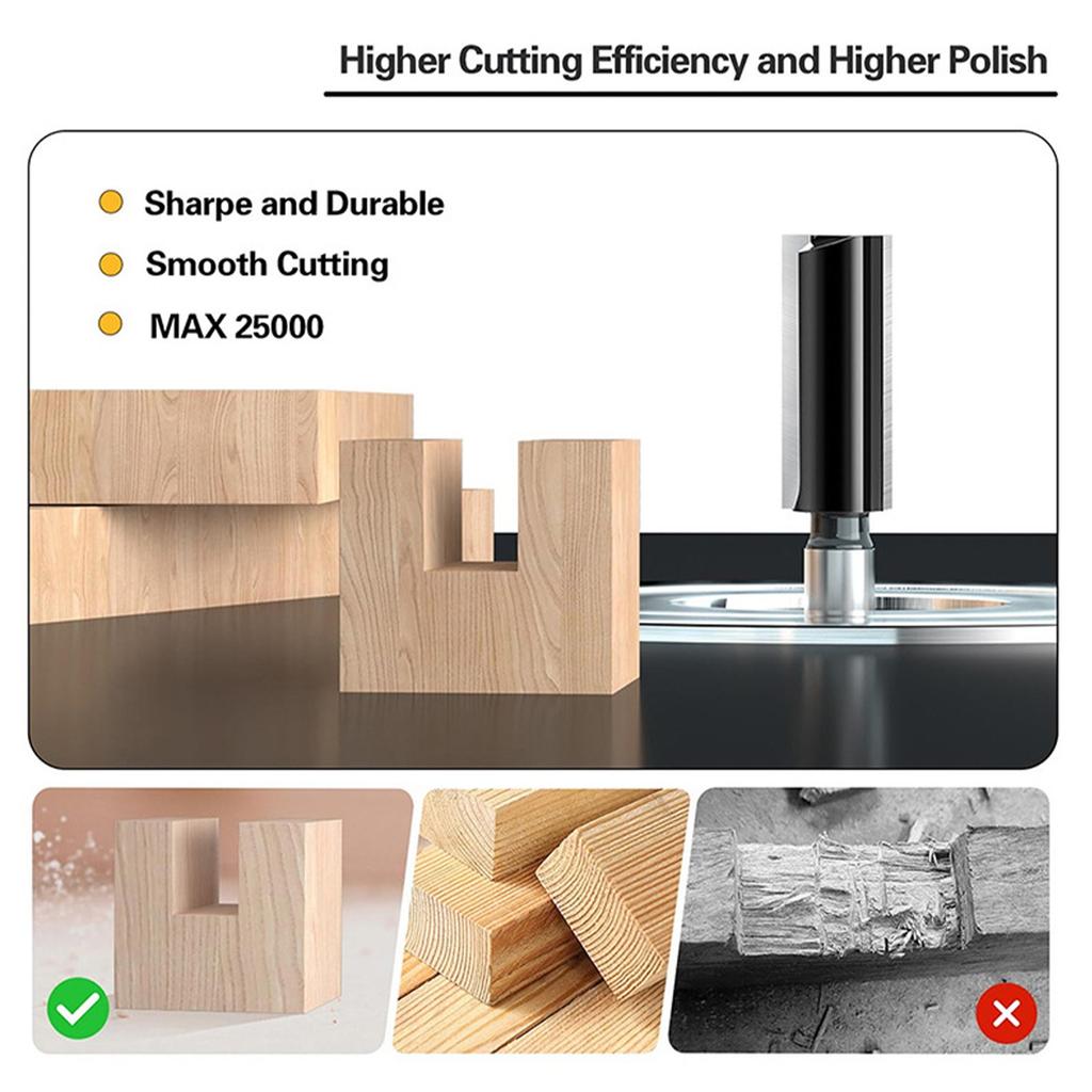 6-teiliges Hartmetall-Fräser-Set für die Holzbearbeitung Doppelzahniges Design Mehrere Größen Legierungsstahl-Oberfräser-Bits Kompatibel mit Elektrischen Gravierern