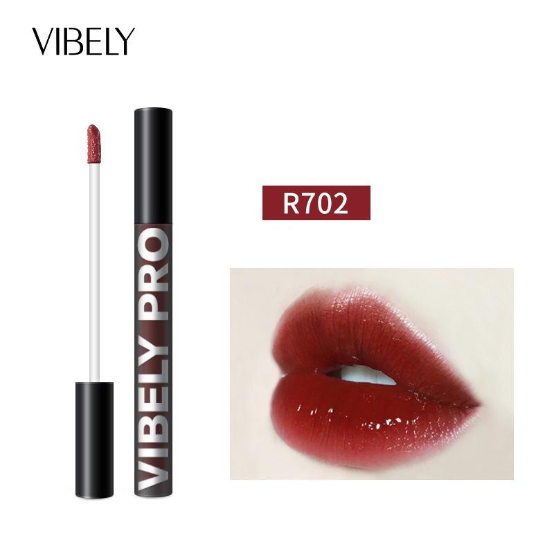 VIBELY Black Tube Mirror Hydrominated Air Lip Glaze To Moisturize Water Permeable Waterproof Mirror Light Sensitive Lip Gloss