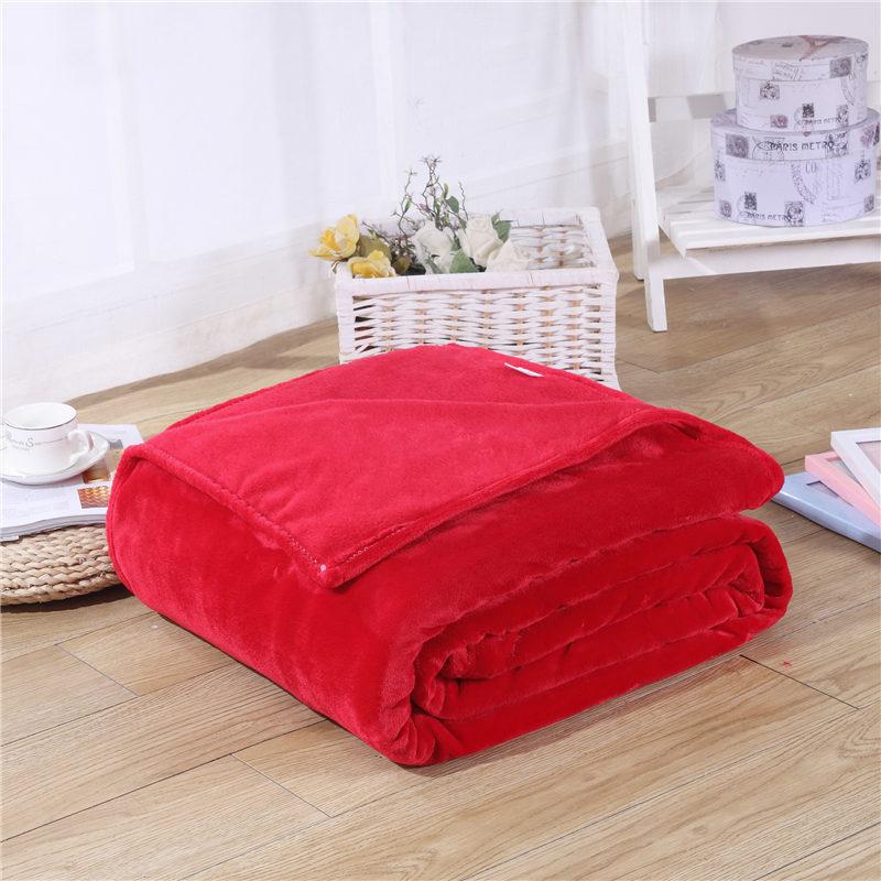 

Flannel Coral Fleece Blanket Polyester Black Color 5 Size Mink Throw Sofa Cover Plaid Sheet Soft Blankets on The Bed 180X200CM червоний