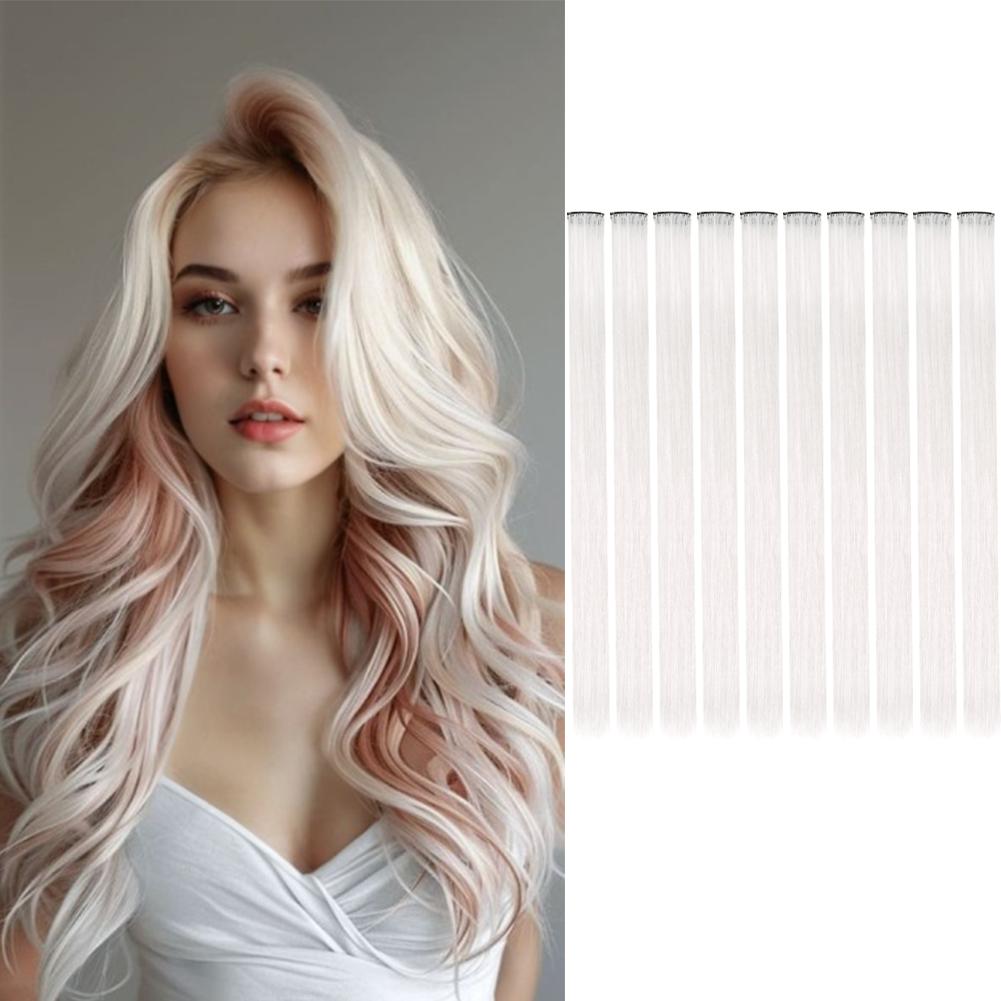 10PCS/Pack Colored Party Highlights Clip in Hair Extensions for Girls 18 Inches Omber colors Straight Hair Synthetic 2027