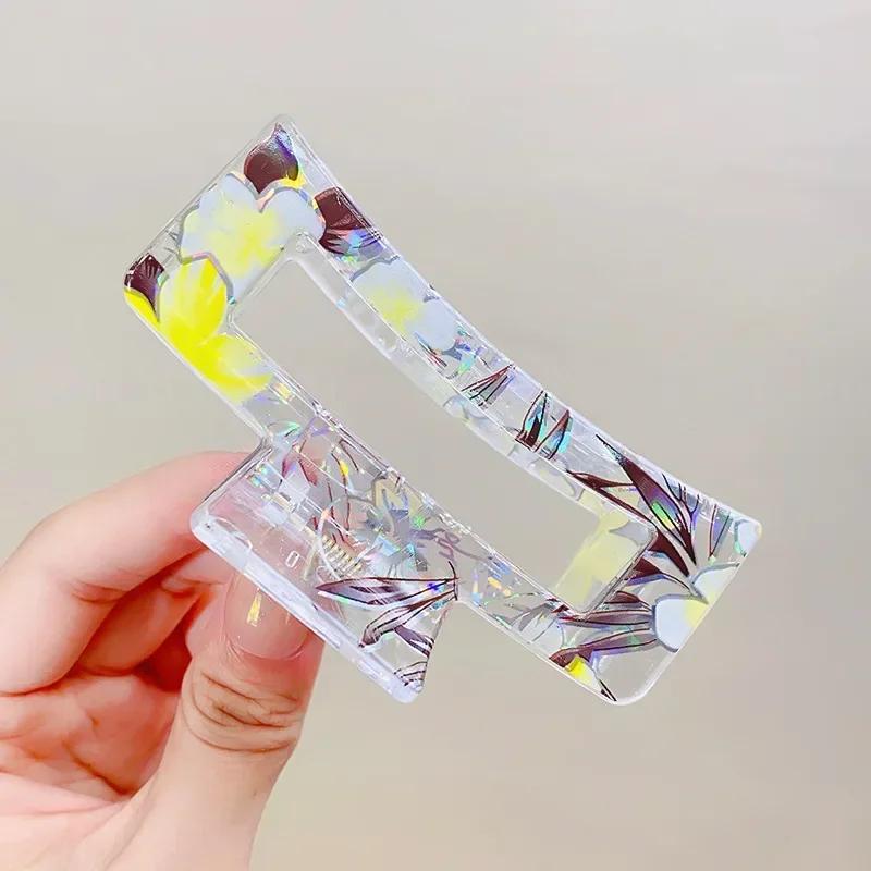New Women Print Flower Hair Claw Tough Colorful Plastic HairClip Large Size Hair Clamps Crab Hairpin Hair Accessories Girl Gift