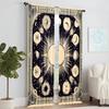 2Pcs Bohemian Moon Sun Window Curtain Vintage Star Design Polyester Material Rod Pocket Drapes For Bedroom Living Room