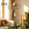 Holiday Seasonal Home Decor Angel Christmas Tree Topper, Gold Glitter Metal Wire Crown Decorative Accents Ornament for And Indoor Decorations