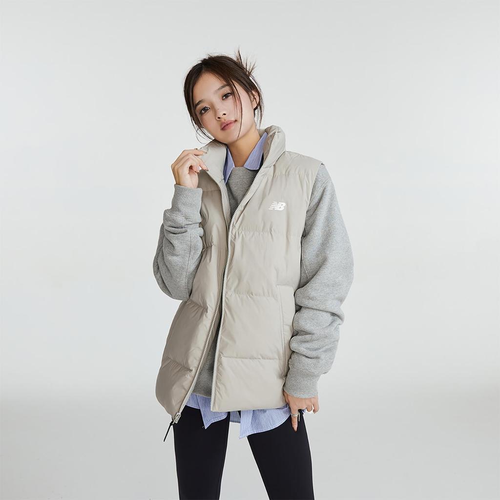New Balance Down Vests Unisex Light Khaki Stand Collar Moderate (Unisex) Down Vests AMV34325 SEN