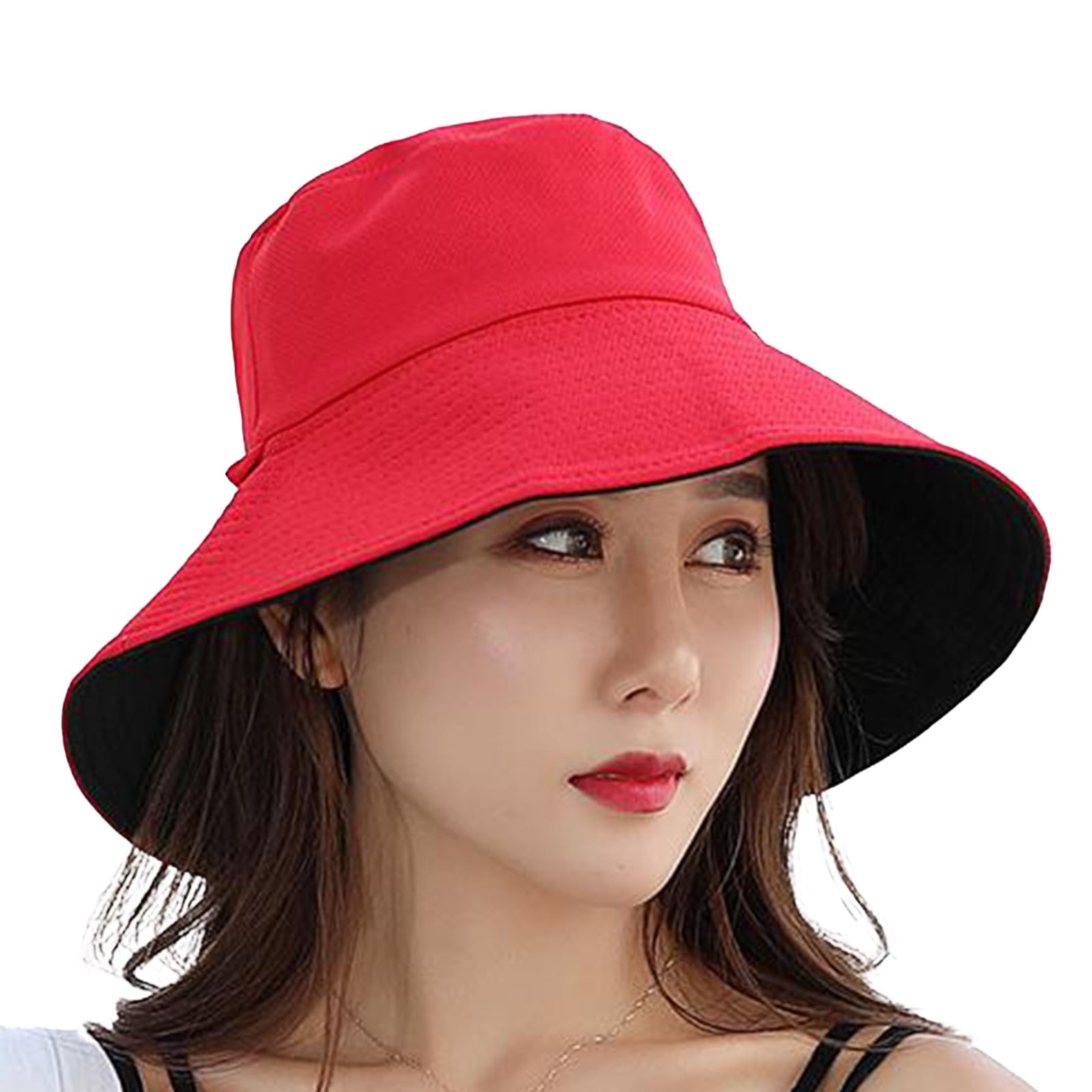 

Двусторонняя панама UV-форма Всесезонная [ASPALAND] Женская шляпа, Шляпа, Защита, Память, (Красный и черный)