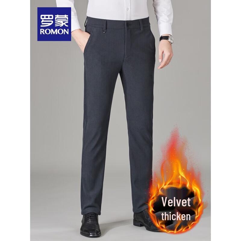 ROMON Men's Fleece-Lined Straight-Leg Casual Pants