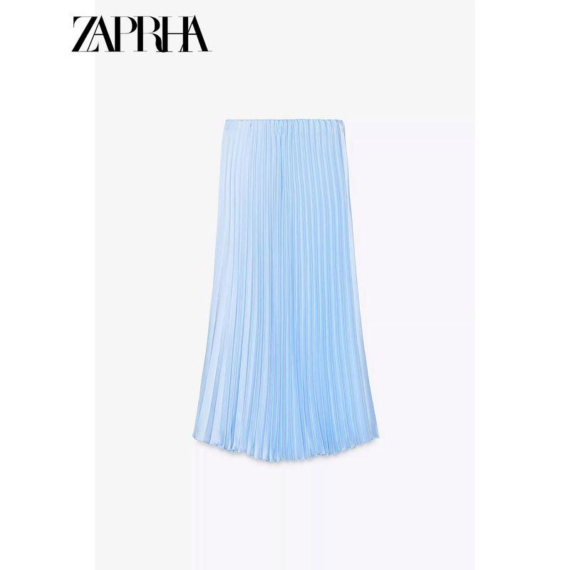 Zaprha 2025 New Arrival Pleated High Waist Elegant Simple and Fashionable Midi Skirt Skirt Long Drape 5029102