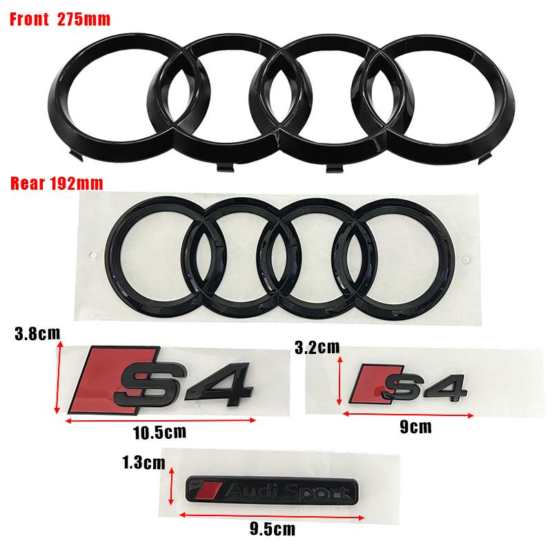 Glossy Black 192mm 275mm tt 2010-2019 S4 Badge ABS Car Styling Hood Front Bonnet Grill Rear Trunk S4 Emblem Stickers Accessory