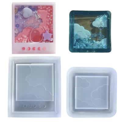 Glänzend glänzende Geometrie Wolkenfensterrahmen Silikonform Epoxidharz DIY Schlüsselanhänger Anhänger Schmuck für Taschendekorationen