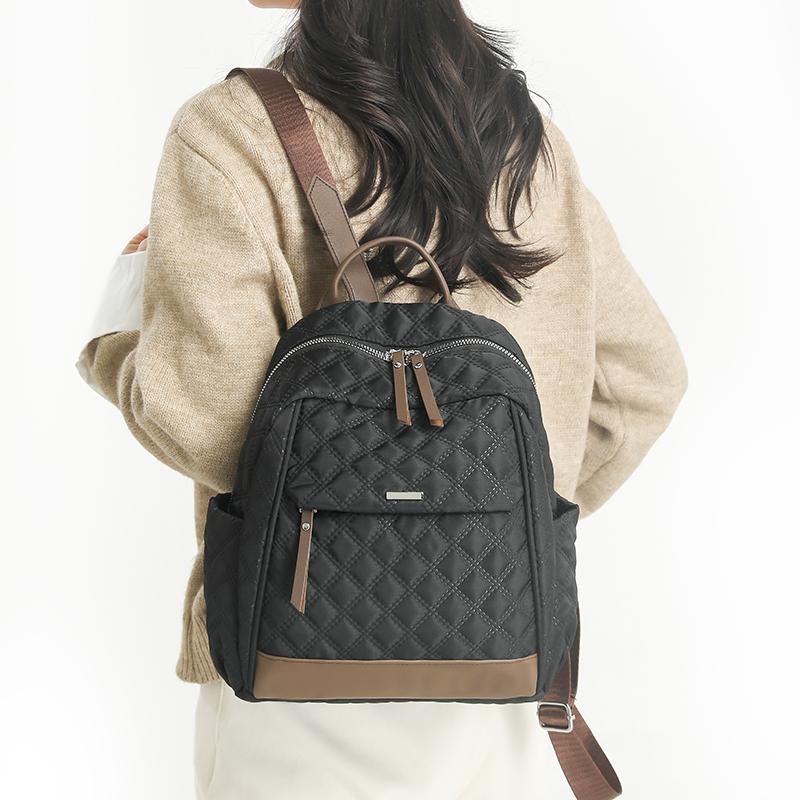 Rhomboid Quilted Backpack Women's Large Capacity Backpack