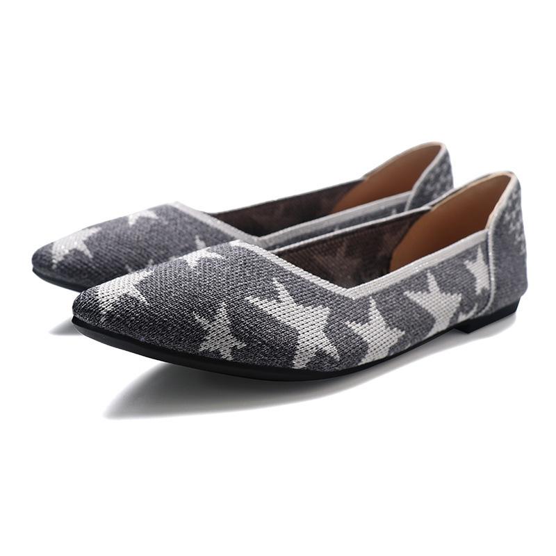 Spring and autumn flying knitting single shoes Doudou shoes flat bottom women's floating shoes boat shoes pregnant women knitted flying thread